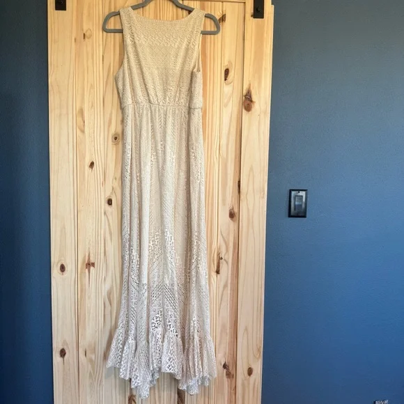 Bohemian Cream Lace Knit Maxi Dress size M - Picture 9 of 11